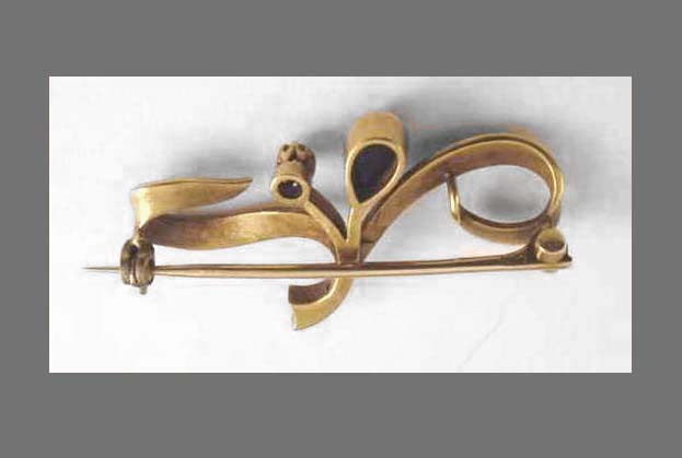 Sapphire & Diamond Gold Pin Back