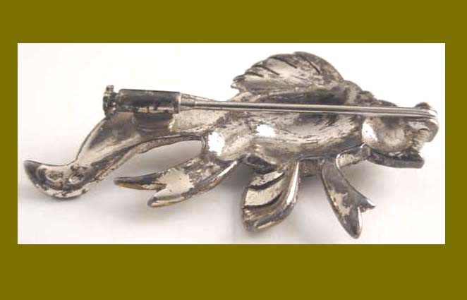 Enamel & Marcasite Fish Pin Back