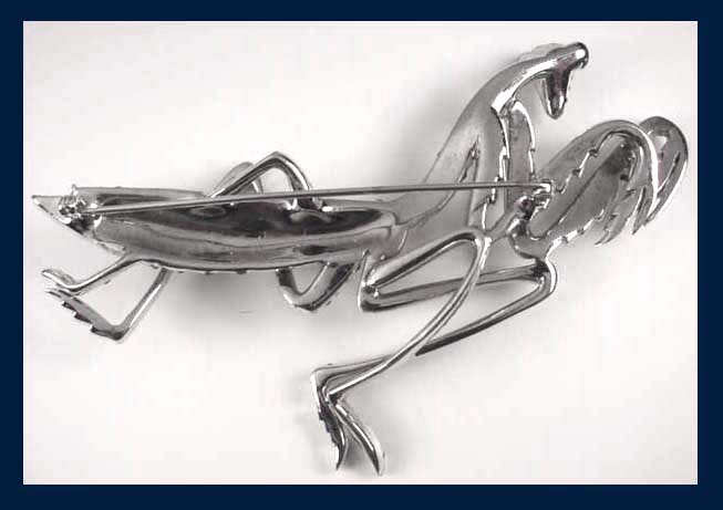 Boucher Pavé Rhinestone Praying Mantis Pin Back