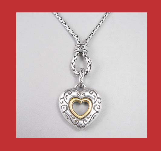 BRIGHTON Two-tone Reversible Heart Necklace RETIRED | eBay