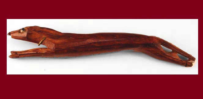 Wood Greyhound Pin Front