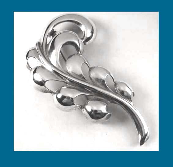 Monet Sterling Leaf Pin Front