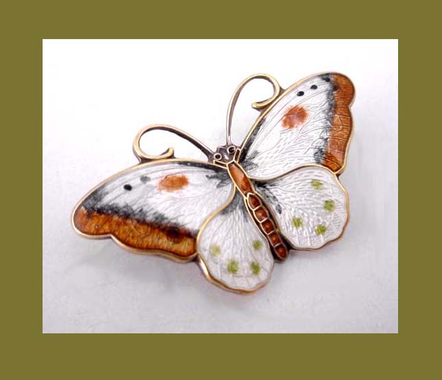 Hroar Prydz Sterling & Enamel Butterfly Pin