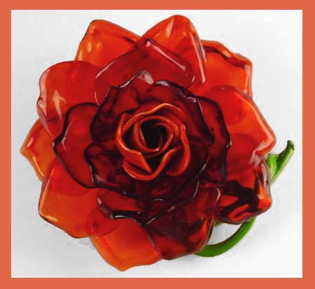 Acetate Red Rose Pin Front
