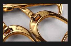 Trifari Enamel & Rhinestones Riding Crop with Stirrups Signature