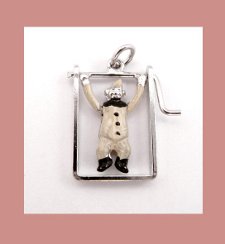 Sterling Mechanical Acrobat Enamel Clown Charm