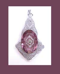 Amethyst Faceted Glass Filigree Pendant Front