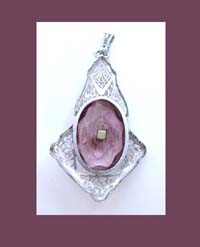 Amethyst Faceted Glass Filigree Pendant Back