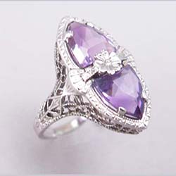 14k Filigree Amethyst Ring