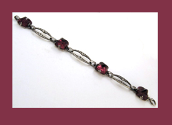 Etched Amethyst Glass Sterling Bracelet