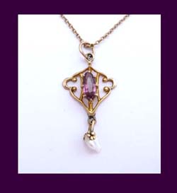 14k Gold and Amethyst Lavaliere