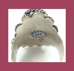 Mexico Sterling and Amethyst Poison Ring Signature
