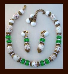Art Glass & Crystal Beading Necklace & Earrings