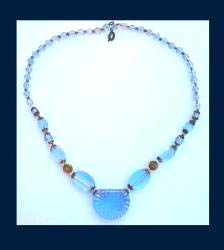 Blue Glass Art Deco Necklace Full