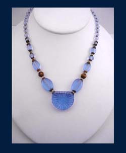 Blue Glass Art Deco Necklace