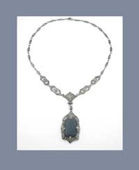 Art Deco Sterling Blue/Gray Chalcedony Necklace