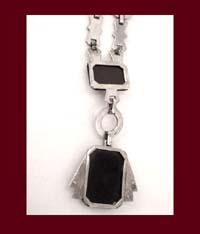 Onyx, Marcasite & Sterling Art Deco Necklace Back