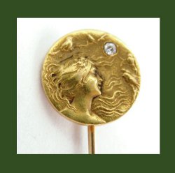 Art Nouveau 14k Gold Stick Pin