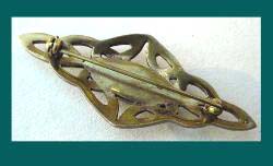 Green Chalcedony Arts & Crafts Pin Signature