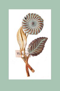Austria Copper Glass and Turquoise Enamel Flower Pin
