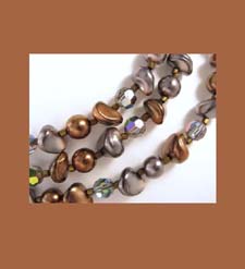 Austria Colorful Copper Colored Beaded Necklace and Earrings Signature