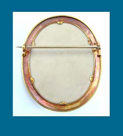 Bacchante 14k Lava Cameo Brooch Back