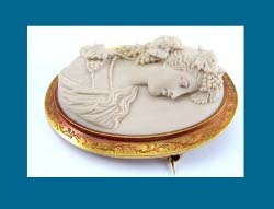 Bacchante 14k Lava Stone Cameo Brooch Side