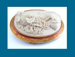 Bacchante 14k Lava Stone Cameo Brooch Side