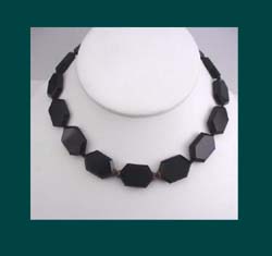 Black Geometric Glass Beaded Necklace