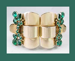 Fred Block Emerald Rhinestone Clamper Bracelet