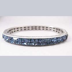 Art Deco Blue Rhinestone Sterling Bracelet