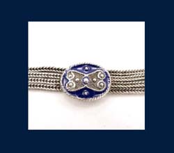 Blue Enamel Sterling Silver Necklace Close