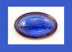 Vibrant Blue Enamel and Glass Cabochon Pin