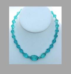 Blue Faceted Bead Necklace