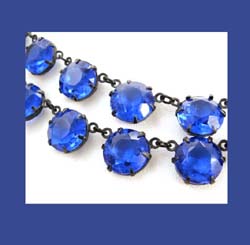 Cobalt Blue Rhinestone Necklace Close
