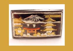 Sterling Engraved Niello Pagoda Cufflinks Signature