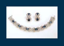 Bogoff Sapphire Rhinestone Bracelet and Earrings
