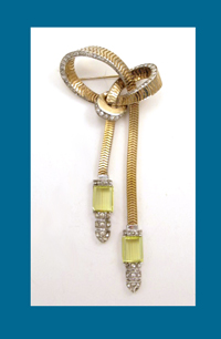 Boucher Large Rhinestone and Citrine Glass Bow Pin