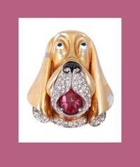 Scarce Rhinestone Hound Dog Fur Clip