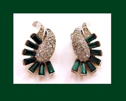 Boucher Emerald Green Rhinestone Earrings