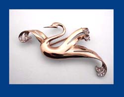 Boucher Sterling & Rhinestone Swan Pin