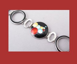 Art Deco Bubbles Enamel and Sterling Bracelet Close