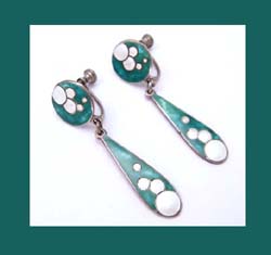 Enamel Bubbles and Sterling Earrings