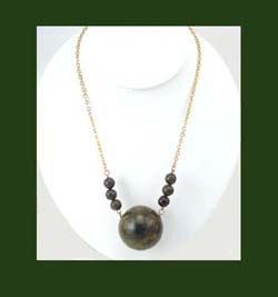 Cadoro Large Green Marbled Bakelite Bead Necklace