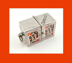 Canasta Sterling Mechanical Charm with Two Full Decks of Cards