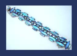 Hattie Carnegie Sapphire Aurora Borealis Rhinestone Bracelet