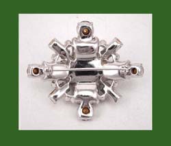 Castlecliff Rhinestone & Art Glass Cabochon Pin Signature
