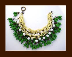 Celluloid Bracelet with Molded Glass Beads