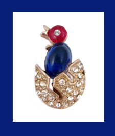 Adorable Rhinestone and Glass Cabochon Hatching Chick Pin 