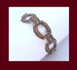 S. Christian Germany Sterling and Marcasite Bracelet Front